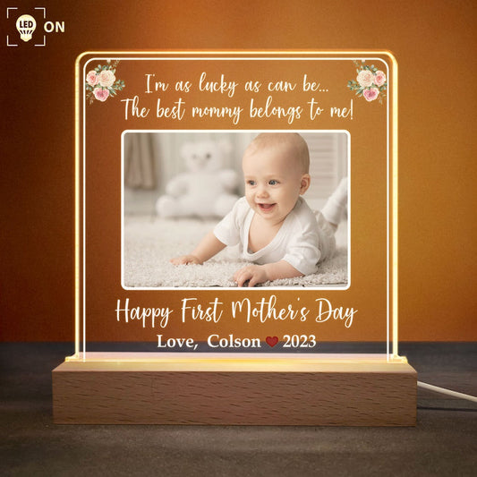 Mother's Day Led Night Light, Happy First Mother's Day, Personalized Photo LED Light