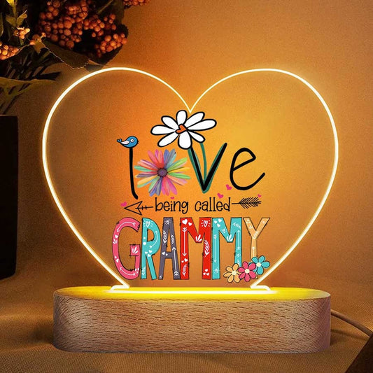 Mother's Day Led Night Light, Personalized Grandma Flowers Night Light, Grandma Lamp, Love Being Called Grandma