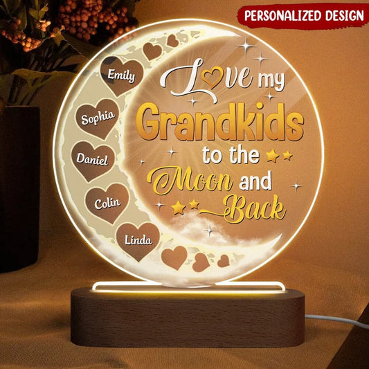 Mother's Day Led Night Light, Personalized Love My Grandkids To The Moon And Back Acrylic Plaque Led Lamp Night Light
