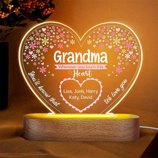 Mother's Day Led Night Light, Personalized Mother's Day Gift Ideas Night Light, Custom Grandma's Nickname And Kid Names