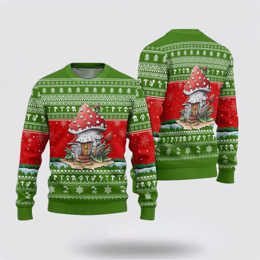 Mushrooms Green Pattern  Ugly Christmas Sweater For Men And Women, Farm Ugly Sweater, Christmas Fashion Winter