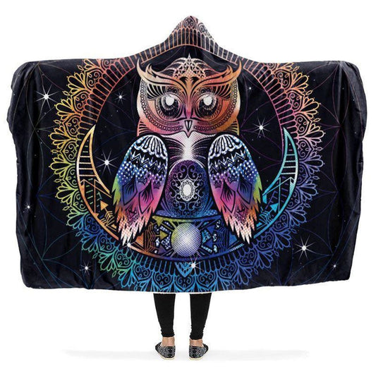 Owl And Moon Hooded Blanket, Hippie Hooded Blanket, In Style Mandala, Hippie, Cozy Vibes, Mandala Gift