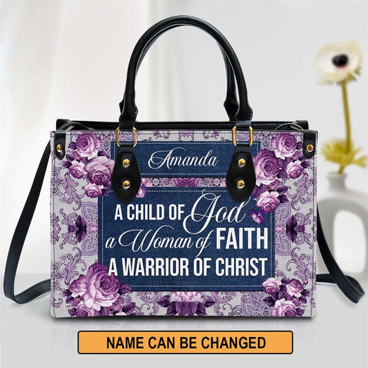 Personalized A Child Of God Leather Handbag, Gift For Christian Women, Church Bag, Religious Bag