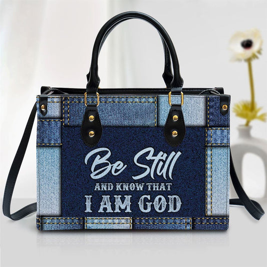 Personalized Be Still And Know That I Am God Christian Leather Handbag, Gift For Christian Women, Church Bag, Religious Bag