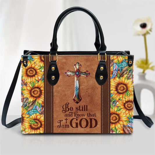 Personalized Be Still And Know That I Am God, Pretty Leather Handbag, Gift For Christian Women, Church Bag, Religious Bag