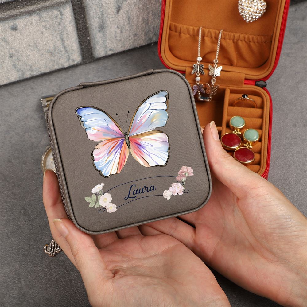 Personalized Butterfly Jewelry Holder, Custom Name Jewelry Box, Mother's Day Jewelry Box, Gift For Her, Travel Jewelry Case