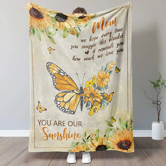 Personalized Mom Throw Blanket Mom Gift from Daughter and Son Mother's Day Valentine's Day Blanket for Women, Valentine Blanket