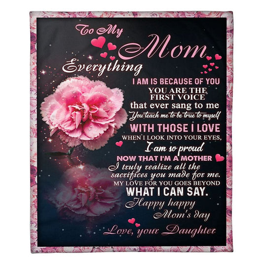 Personalized To My Mommy Blanket From Kids Pink Flowers You're The First Voice Blanket, Mother's Day Blanket, Mom Blanket