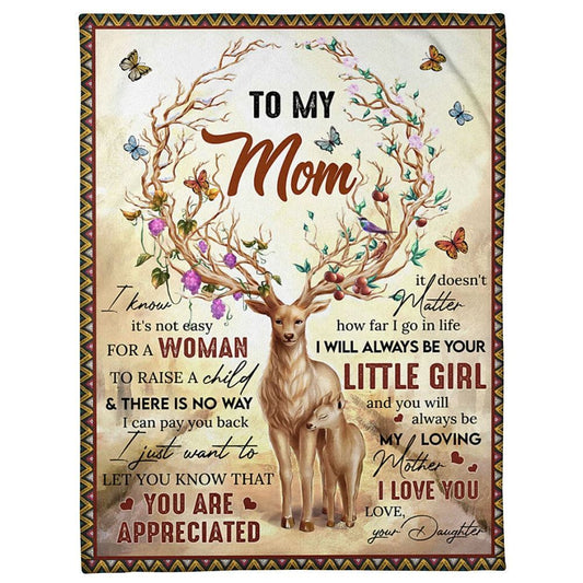 Personalized To My Mommy Blanket From Kids Raise A Child Deer Butterflies Florals Blanket, Mother's Day Blanket, Mom Blanket