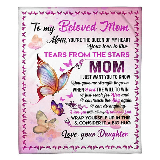Personalized To My Mommy Blanket From Kids Tear From The Stars Butterflies Blanket, Mother's Day Blanket, Mom Blanket