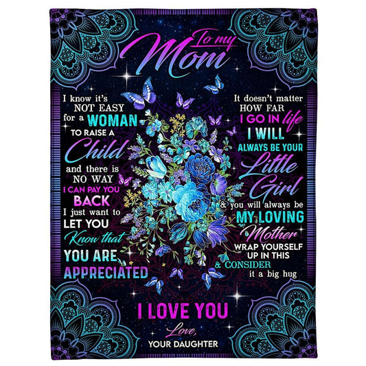 Personalized To My Mommy Blanket From Son Daughter Mandala To Raise A Child Blanket, Mother's Day Blanket, Mom Blanket