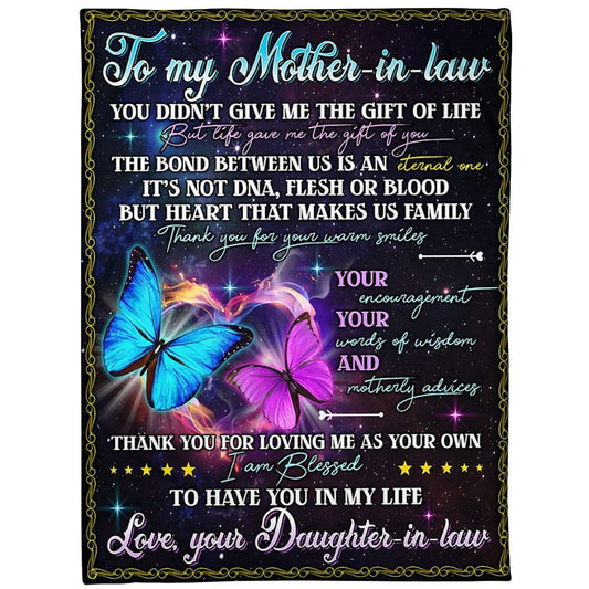 Personalized To My Mother-In-Law Blanket Butterflies Life Gave Me The Gifts Of You Blanket, Mother's Day Blanket, Mom Blanket