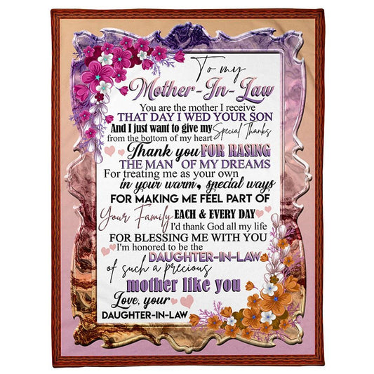 Personalized To My Mother-In-Law Blanket Flower I Just Want To Give My Special Thanks Blanket, Mother's Day Blanket, Mom Blanket