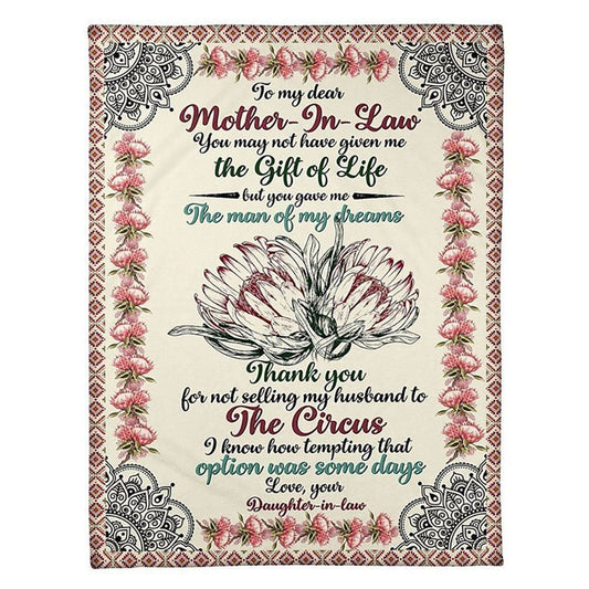 Personalized To My Mother-In-Law Blanket Flower You Gave Me The Man Of My Dreams Blanket, Mother's Day Blanket, Mom Blanket