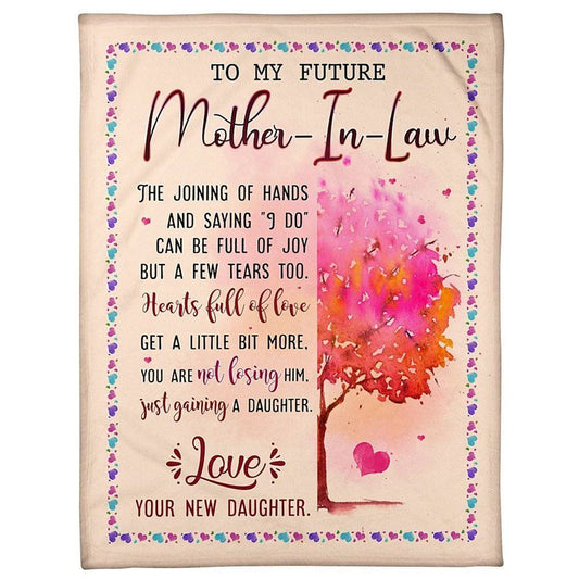 Personalized To My Mother-In-Law Blanket Pink Tree The Joining Hands Blanket, Mother's Day Blanket, Mom Blanket