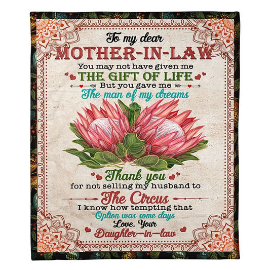 Personalized To My Mother-In-Law Blanket Thank You For Not Selling My Husband Flower Blanket, Mother's Day Blanket, Mom Blanket