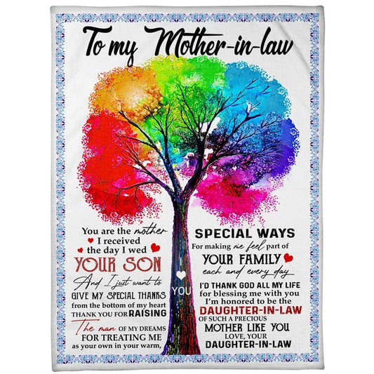 Personalized To My Mother-In-Law Blanket Tree Thank You For Treating Me As Your Own Blanket, Mother's Day Blanket, Mom Blanket