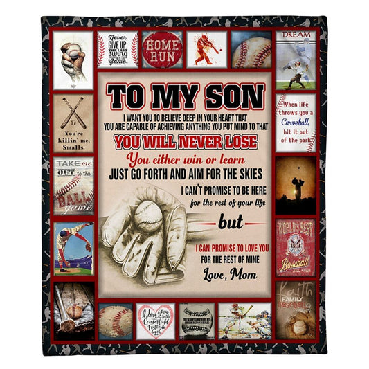 Personalized To My Son Blanket From Father Mother Baseball Take Me Out To The Ball Game Blanket, Mother's Day Blanket, Mom Blanket
