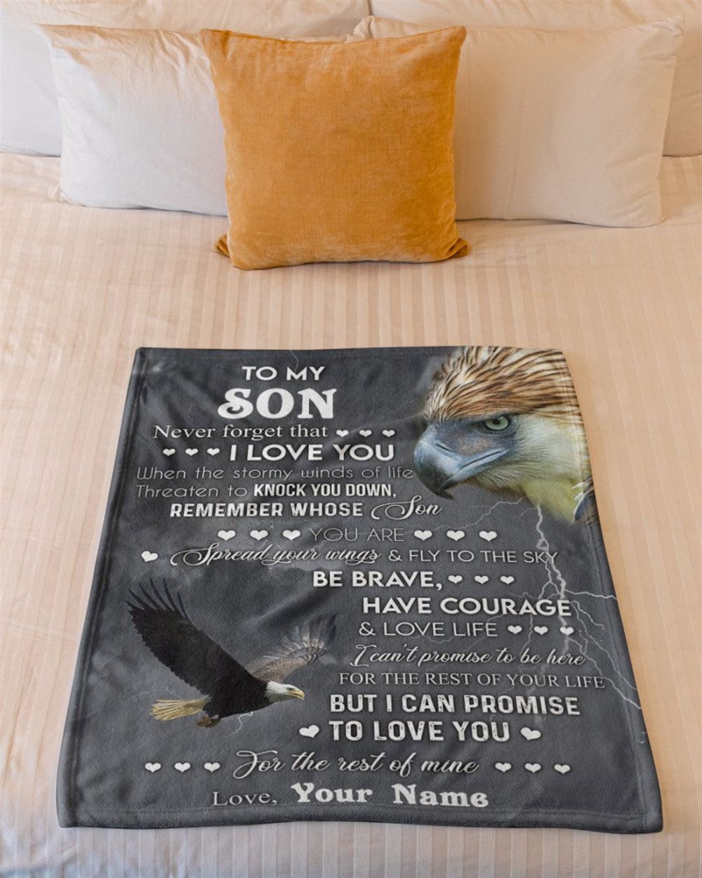 Personalized To My Son Blanket From Father Mother Flying To The Sky Eagle Lightning Blanket, Mother's Day Blanket, Mom Blanket