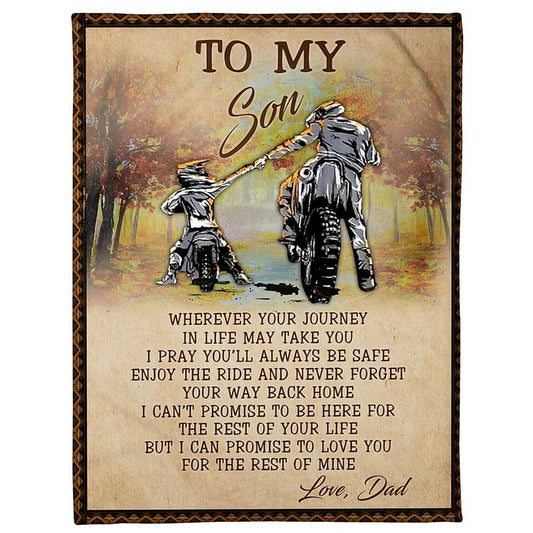 Personalized To My Son Blanket From Father Mother Motocross Riding Partner Vintage Blanket, Mother's Day Blanket, Mom Blanket