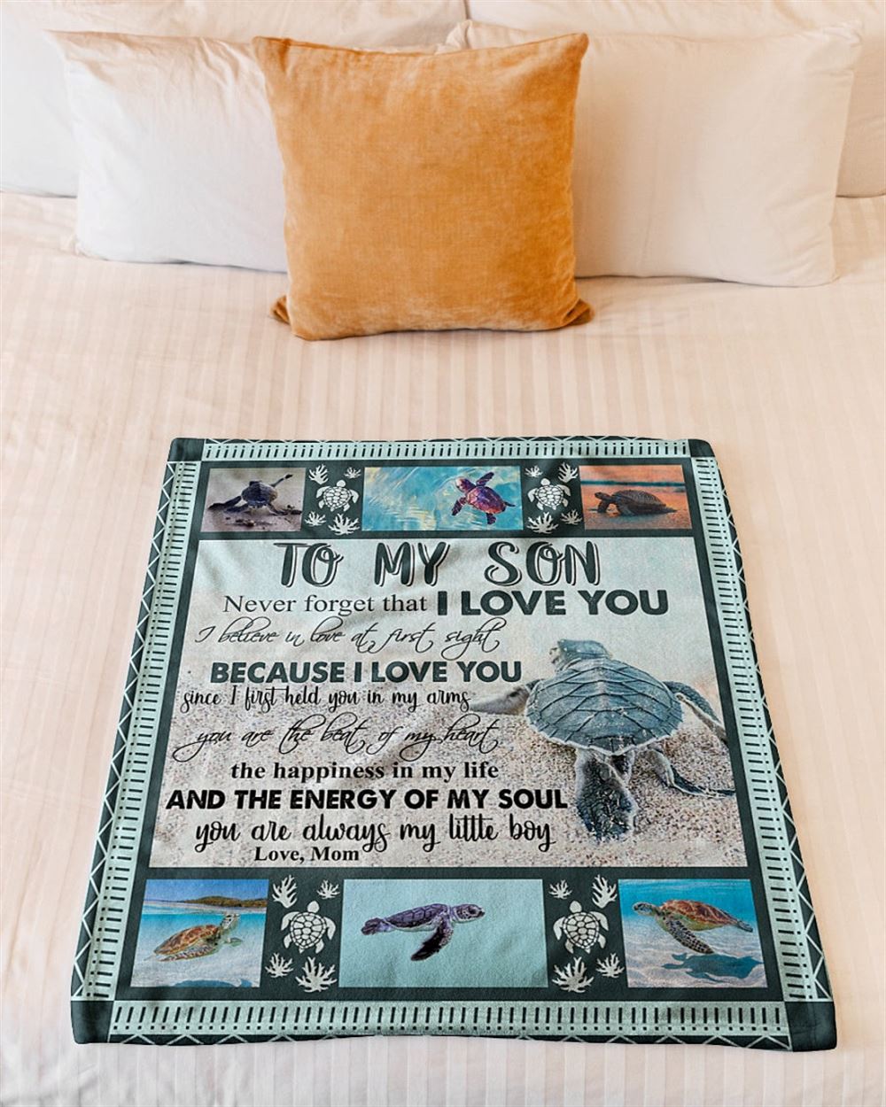 Personalized To My Son Blanket From Father Mother The Happiness In Life Sea Turtle Blanket, Mother's Day Blanket, Mom Blanket