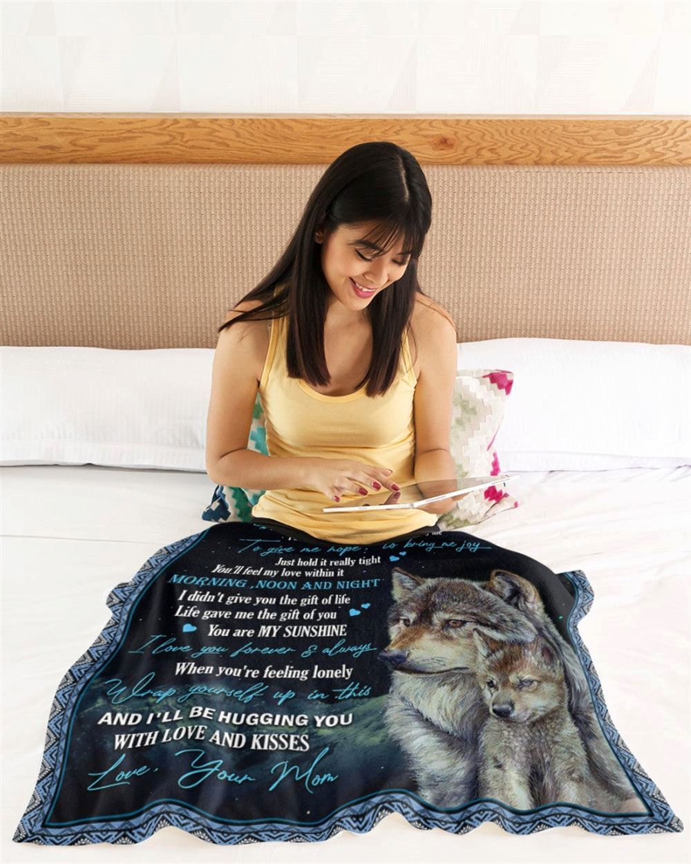 Personalized To My Son Blanket From Father Mother Wolves Give Me Hope Bring Joy Blanket, Mother's Day Blanket, Mom Blanket