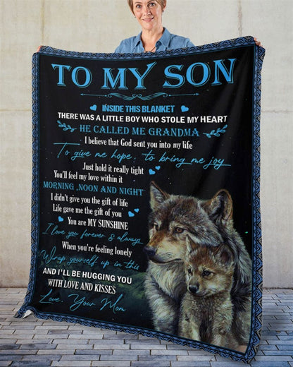 Personalized To My Son Blanket From Father Mother Wolves Give Me Hope Bring Joy Blanket, Mother's Day Blanket, Mom Blanket