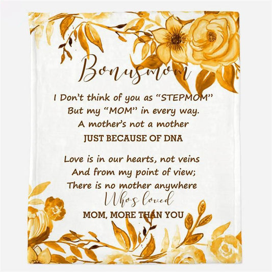 Personalized To My Step Up Mom Blanket Love Is In Our Heart Flowers Gifts For Stepfamily Day Stepfamily Day Blanket, Mother's Day Blanket, Mom Blanket