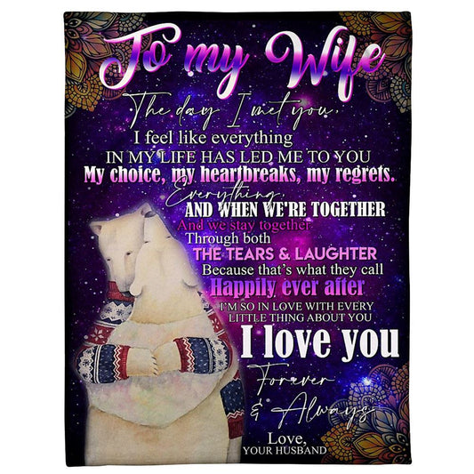 Personalized To My Wife Blanket From Husband Hugging Seal The Day I Meet You Blanket, Mother's Day Blanket, Mom Blanket