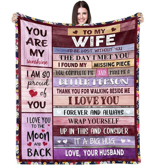Personalized To My Wife Floral Blanket From Husband, You Are My Sunshine Meaningful Thoughts Gift To Wife On Valentine Anniversary Day