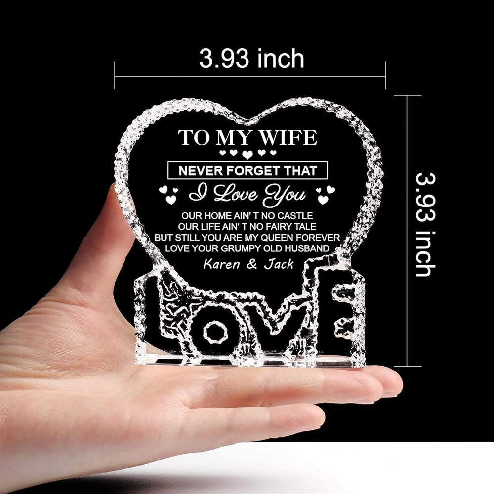 Personalized To My Wife, Still You Are My Queen Forever Heart Crystal, Mother's Day Heart Crystal, Gift For Her, Anniversary Gift
