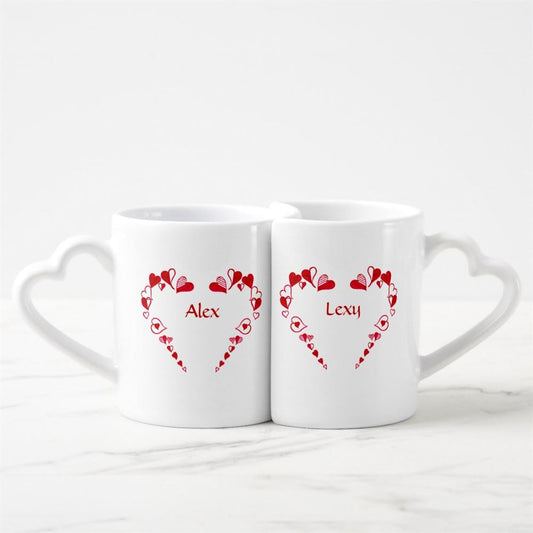 Personalized Valentine Bridal Anniversary Lovers 1 Heart shaped Mug Set, Coffee Mugs For Couples, Valentine Mugs, Valentine Gift