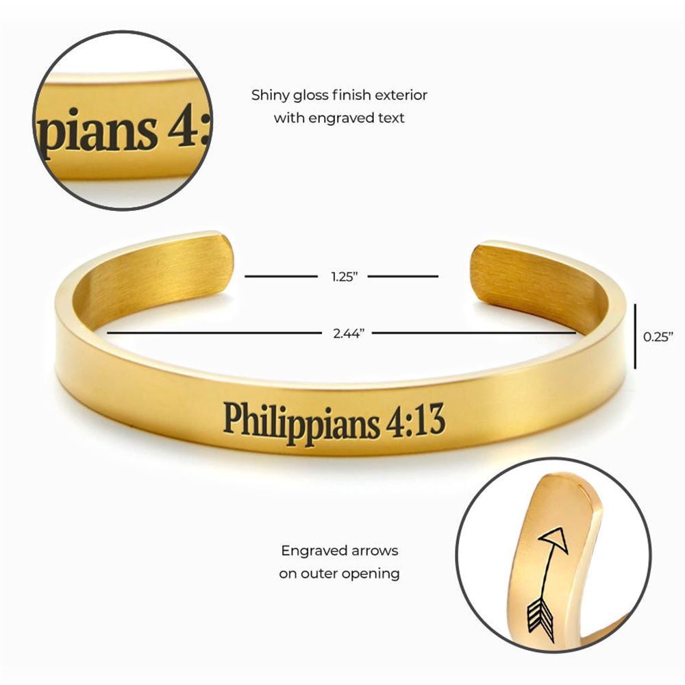 Philippians 413 Cuff Bracelet, Christian Bracelet For Women, Bible Jewelry, Inspirational Gifts