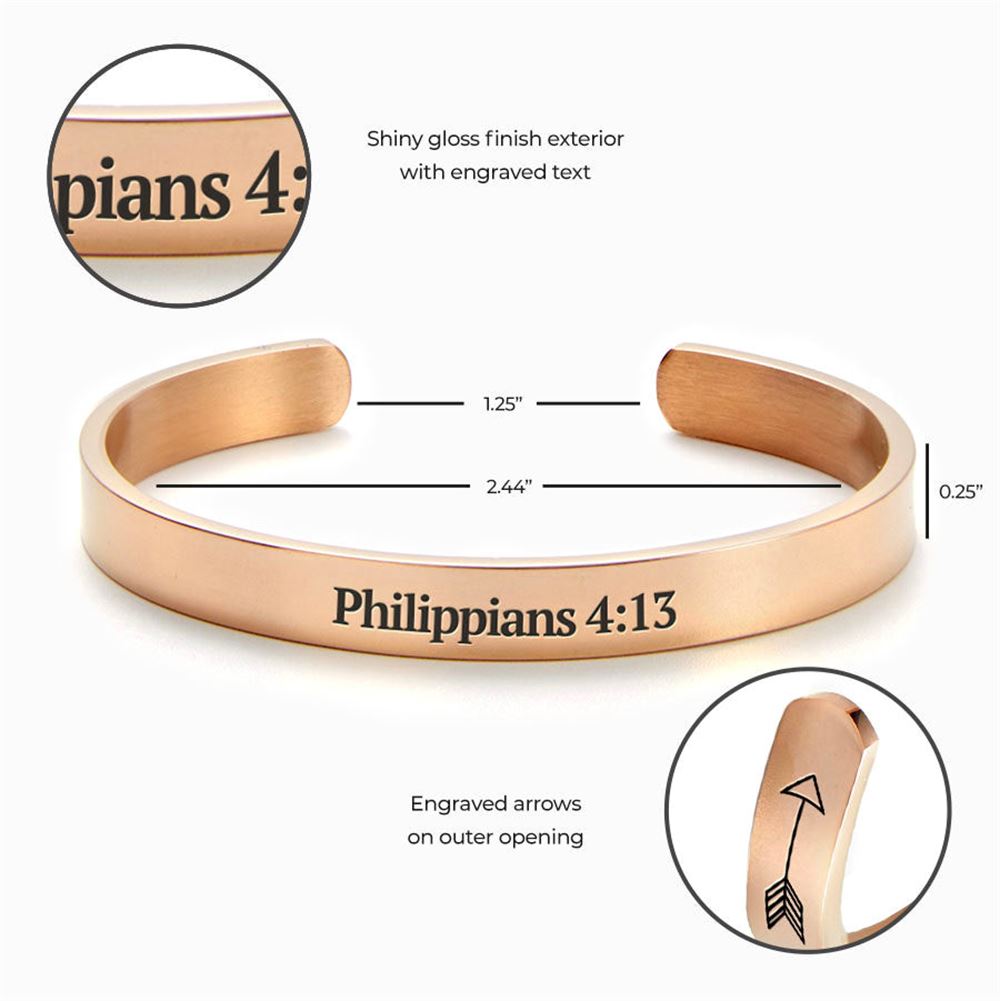 Philippians 413 Cuff Bracelet, Christian Bracelet For Women, Bible Jewelry, Inspirational Gifts