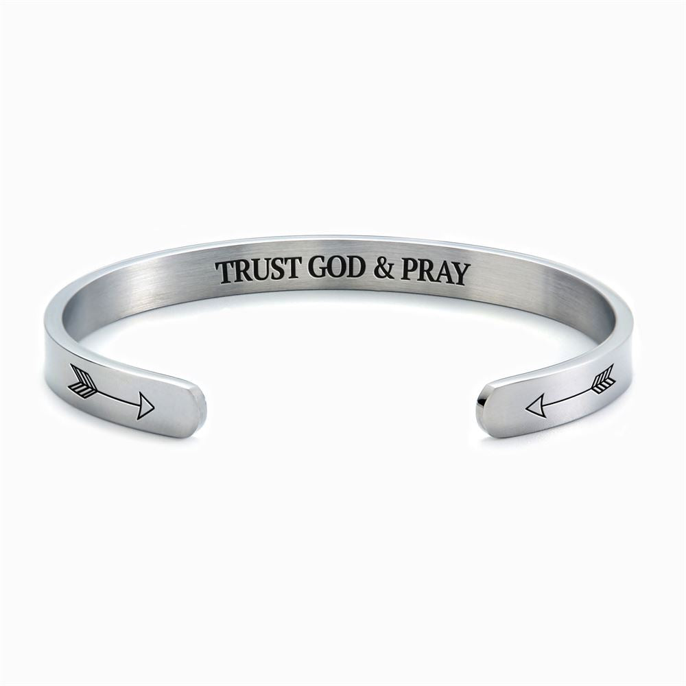 Philippians 46 Trust God & Pray Cuff Bracelet, Christian Bracelet For Women, Bible Jewelry, Inspirational Gifts