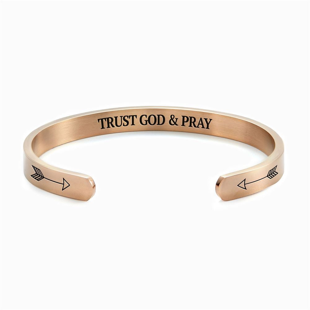 Philippians 46 Trust God & Pray Cuff Bracelet, Christian Bracelet For Women, Bible Jewelry, Inspirational Gifts