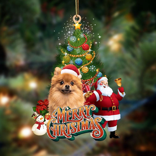 Pomeranian 2 Christmas Tree&Dog Hanging Ornament, Christmas Tree Decoration, Car Ornament Accessories, Christmas Ornaments 2023