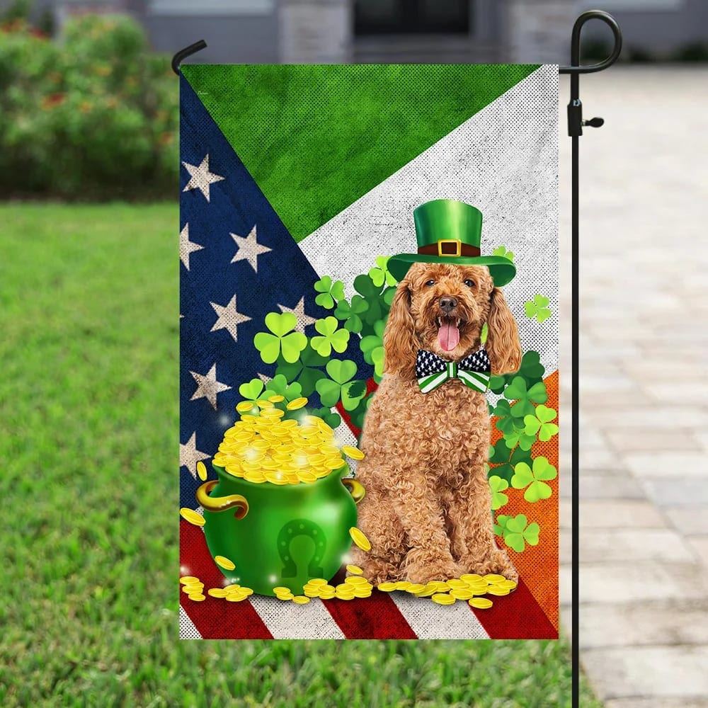 Poodle House Flag, St Patrick's Day Garden Flag, St Patrick's Day Flag