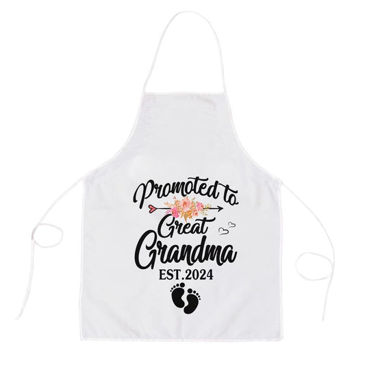 Promoted To Great Grandma 2024 Pregnancy Announcement Apron, Mother's Day Apron, Funny Cooking Apron For Mom