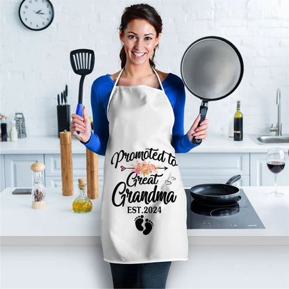 Promoted To Great Grandma 2024 Pregnancy Announcement Apron, Mother's Day Apron, Funny Cooking Apron For Mom