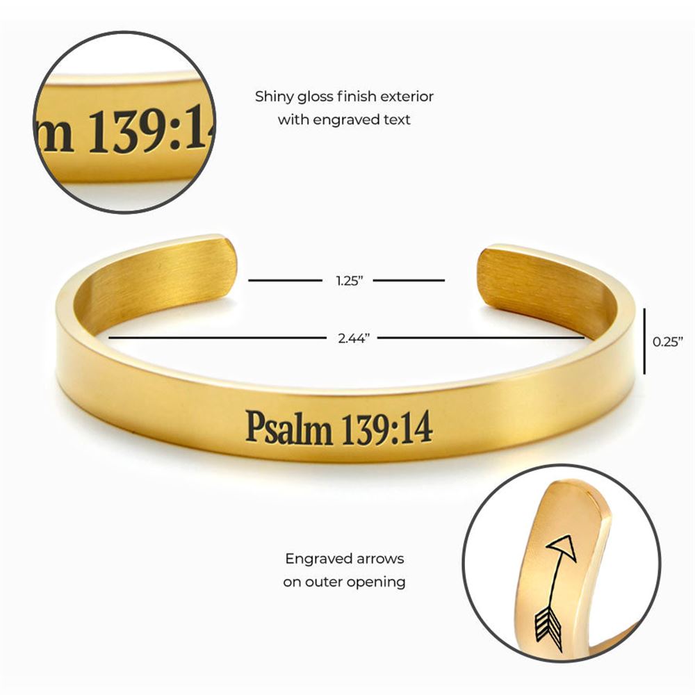 Psalm 13914 Cuff Bracelet, Christian Bracelet For Women, Bible Jewelry, Inspirational Gifts