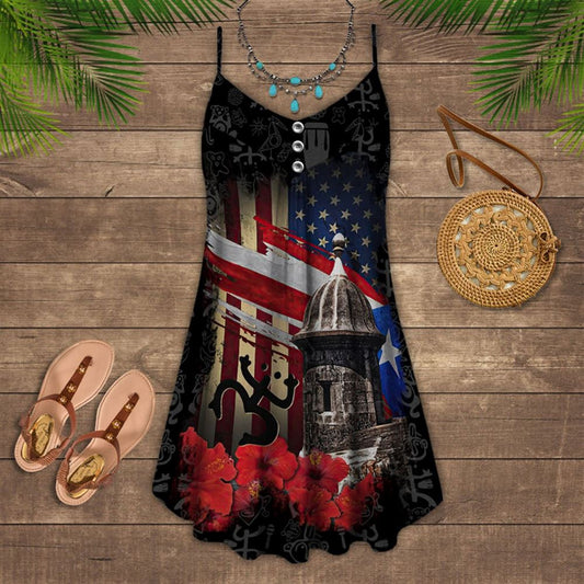 Puerto Rico Coqui Spaghetti Strap Summer Dress For Women On Beach Vacation, Hippie Dress, Hippie Beach Outfit