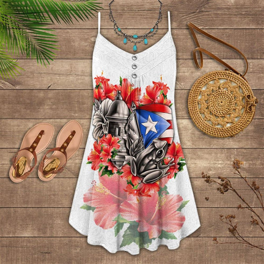 Puerto Rico Spaghetti Strap Summer Dress For Women On Beach Vacation, Hippie Dress, Hippie Beach Outfit