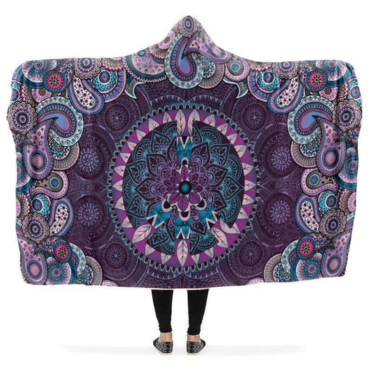 Purple Peace Mandala Hooded Blanket, Hippie Hooded Blanket, In Style Mandala, Hippie, Cozy Vibes, Mandala Gift