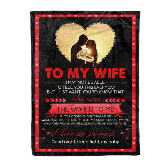 Red Blanket To My Wife Blanket, You Are The World To Me, Gift For Wife On Valentine Wedding Anniversary, Valentine Blanket