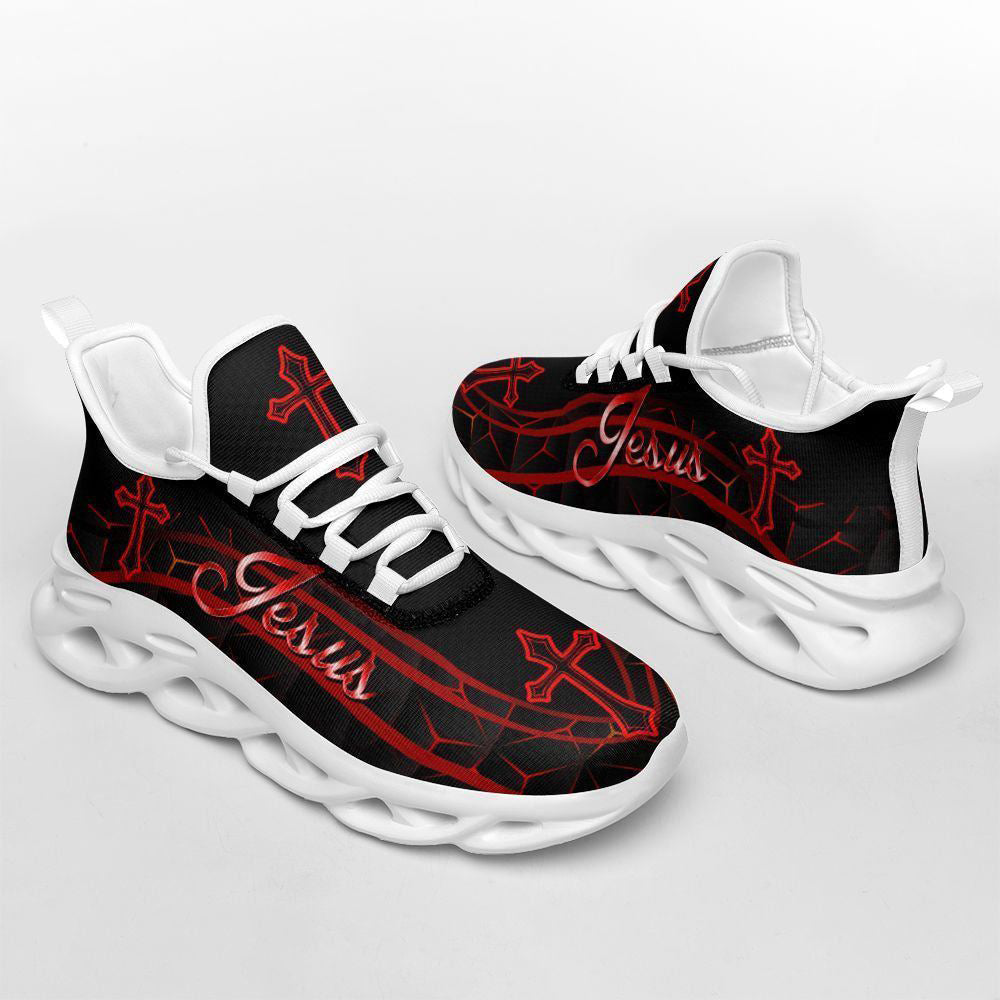 Red Jesus Running Sneakers Max Soul Shoes, Christian Soul Shoes, Jesus Running Shoes, Fashion Shoes