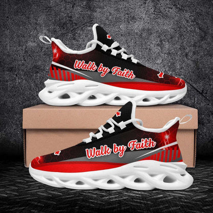 Red Jesus Walk By Faith Running Shoes Max Soul Shoes, Christian Soul Shoes, Jesus Running Shoes, Fashion Shoes