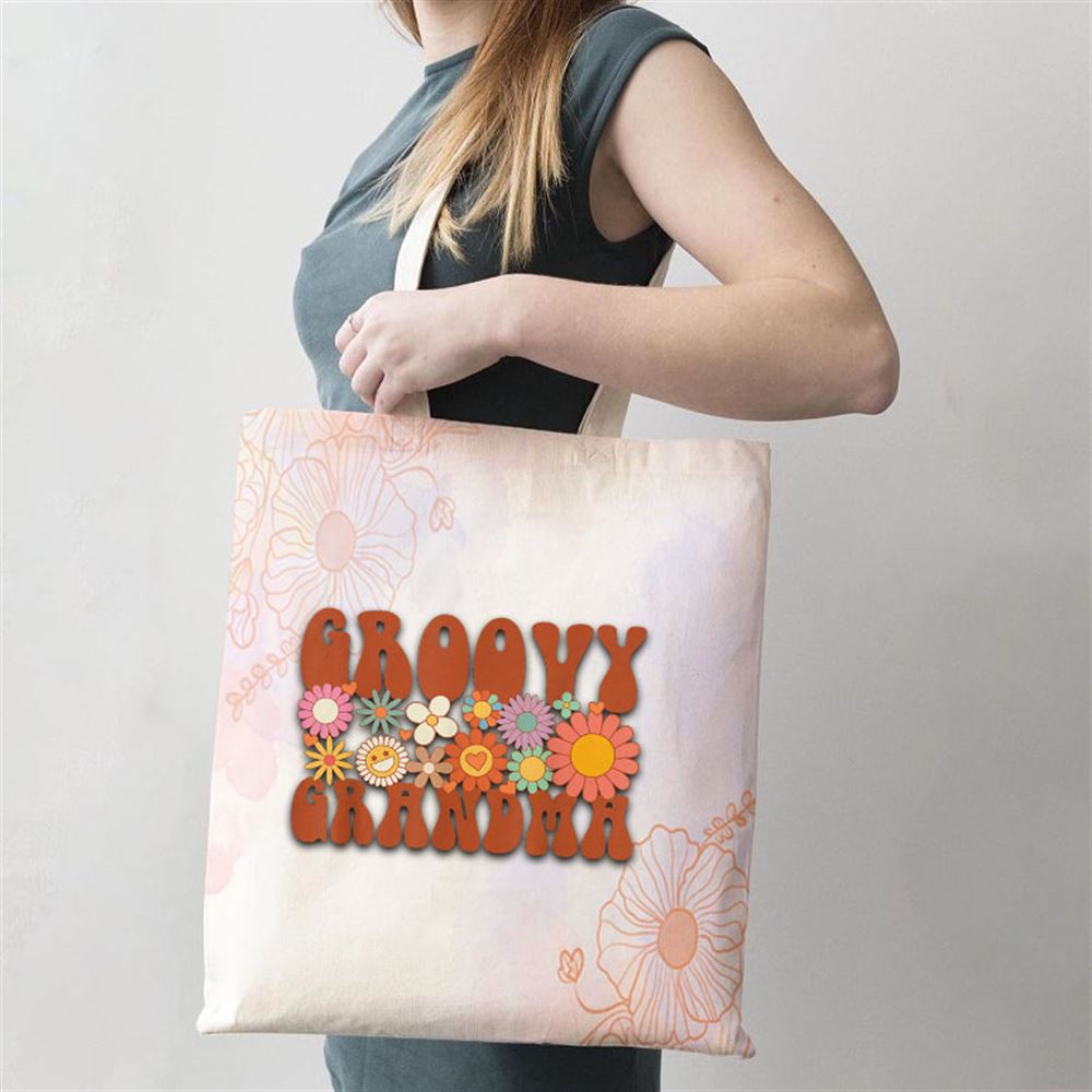 Retro Groovy Grandma Matching Family Party Mothers Day Tote Bag, Mother's Day Tote Bag, Mother's Day Gift, Shopping Bag For Women