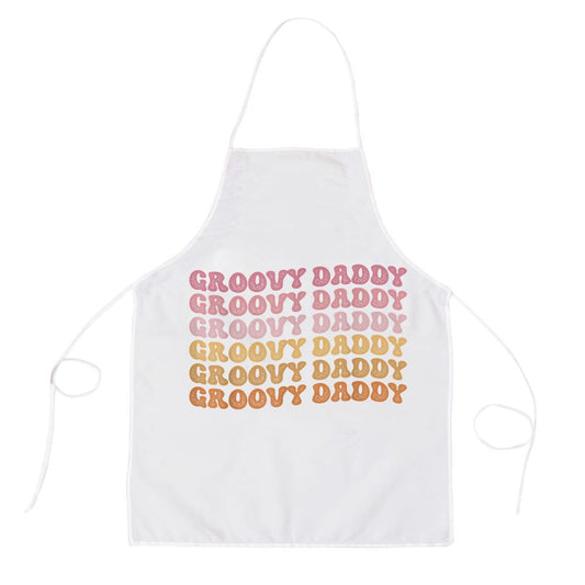 Retro Groovy Hippie Daddy Matching Family Mothers Day Apron, Mother's Day Apron, Funny Cooking Apron For Mom