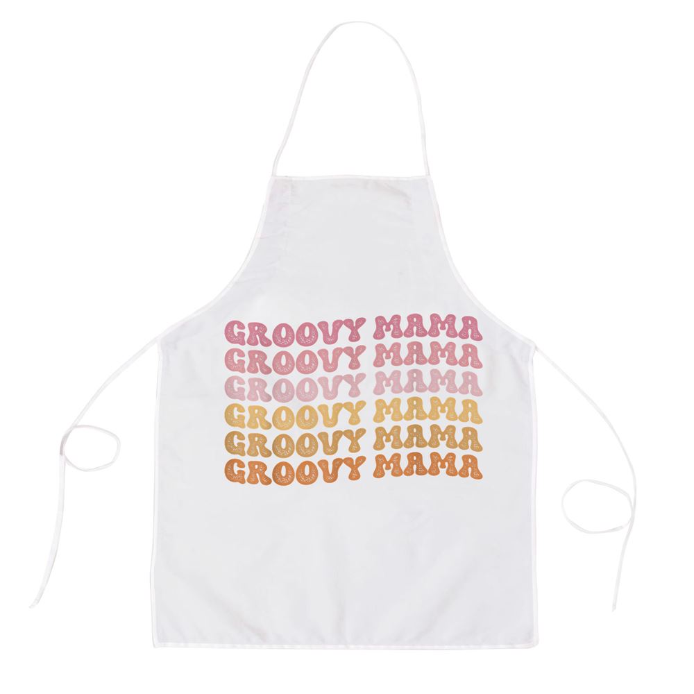 Retro Groovy Hippie Mama Matching Family Mothers Day Apron, Mother's Day Apron, Funny Cooking Apron For Mom
